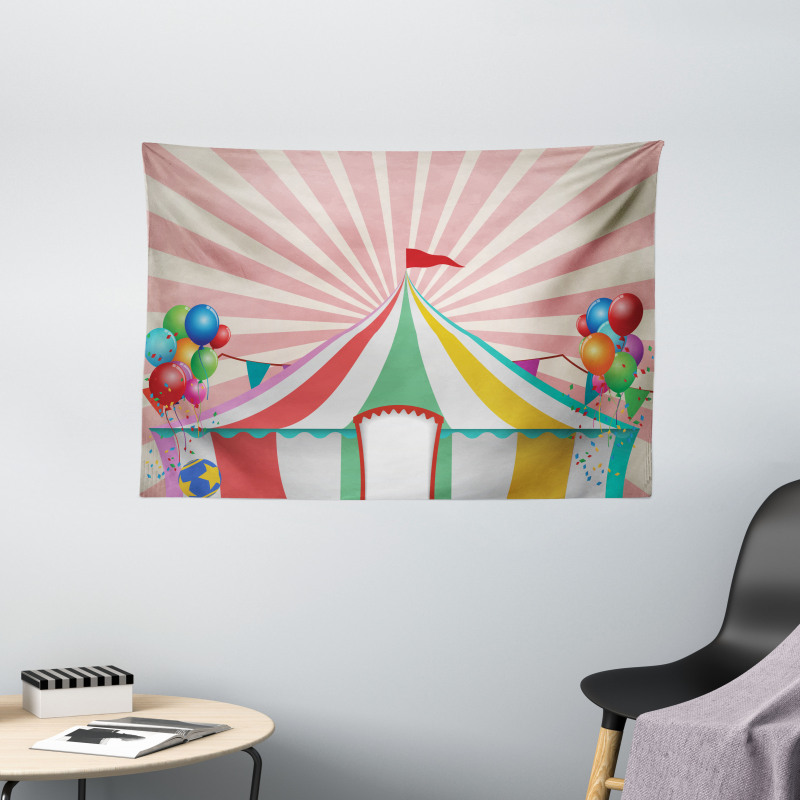 Vintage Circus Balloons Wide Tapestry