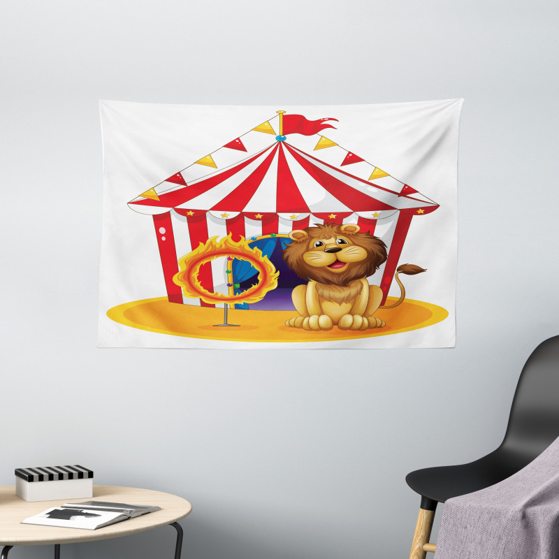 Fire Hoop Circus Tent Wide Tapestry