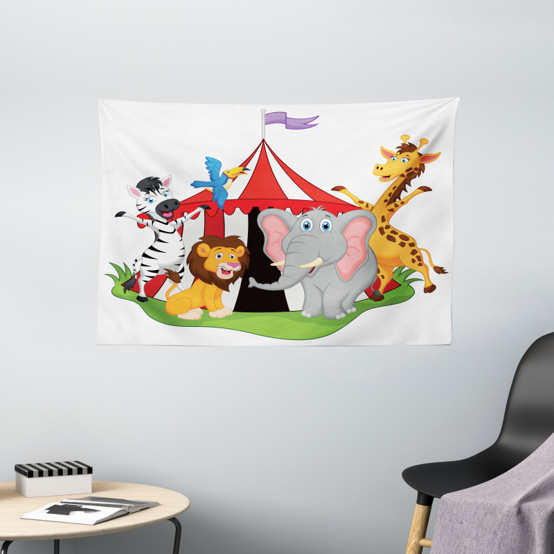 Circus Tent Giraffe Mime Wide Tapestry