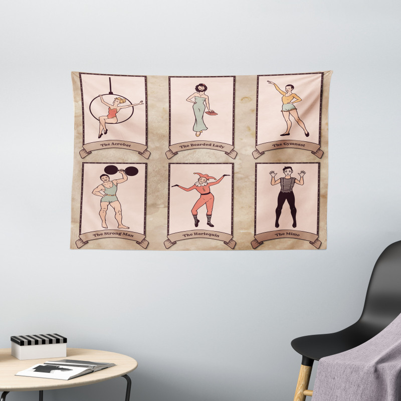 Circus Acrobats Gymnast Wide Tapestry