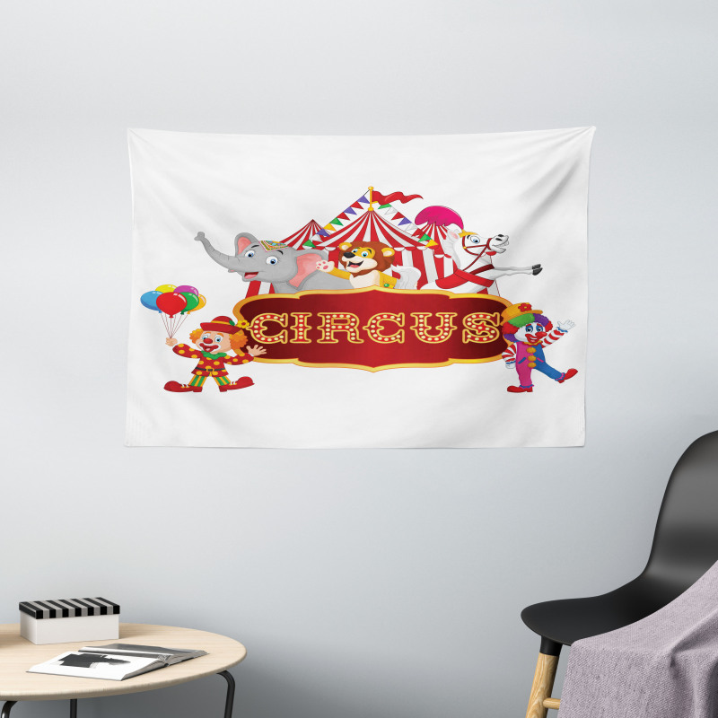 Nostalgic Circus Tent Wide Tapestry