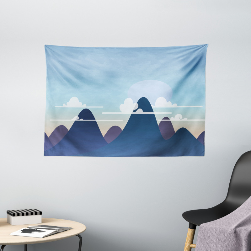 Pastel Mountains and Clouds Wide Tapestry