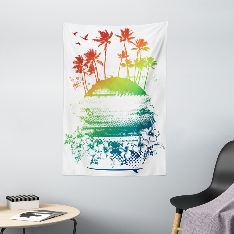 Grunge Summer Scenery Tapestry