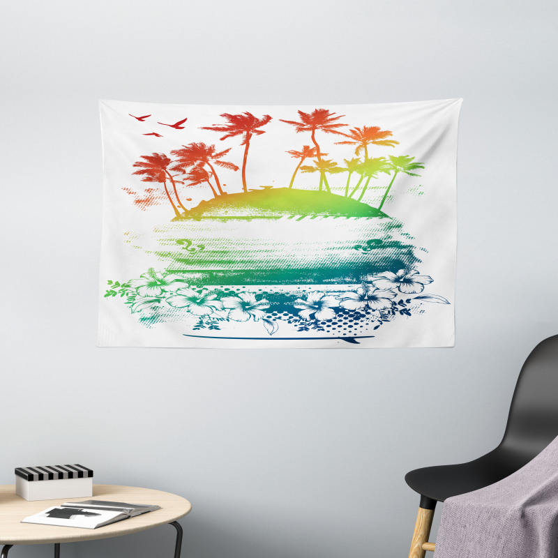 Grunge Summer Scenery Wide Tapestry