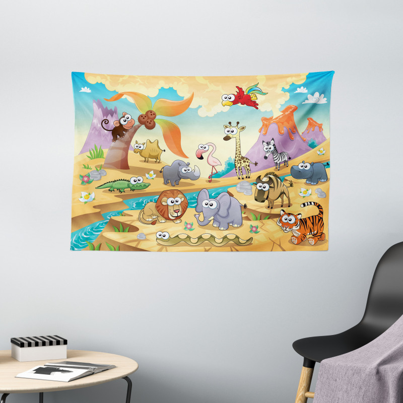 Nature Beasts Hippo Wide Tapestry