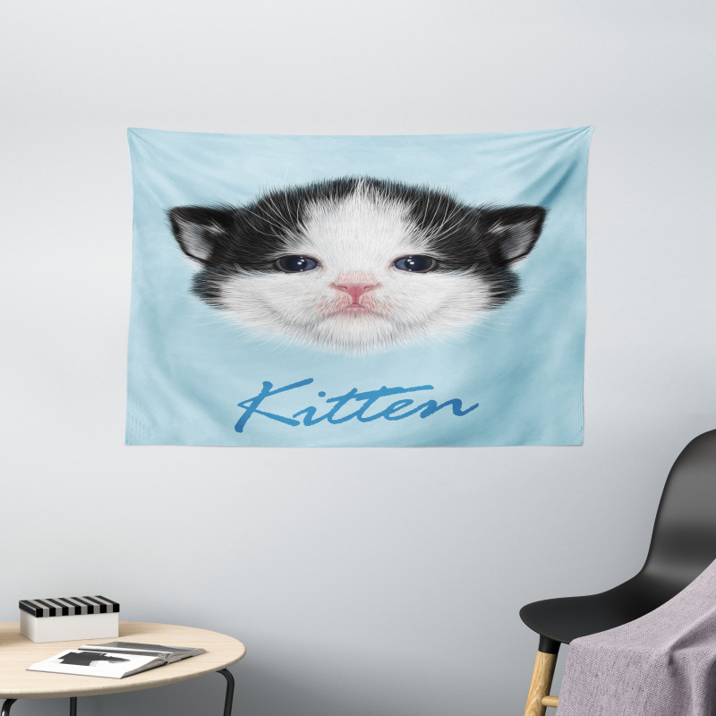 Furry Pink Nose Kitten Wide Tapestry