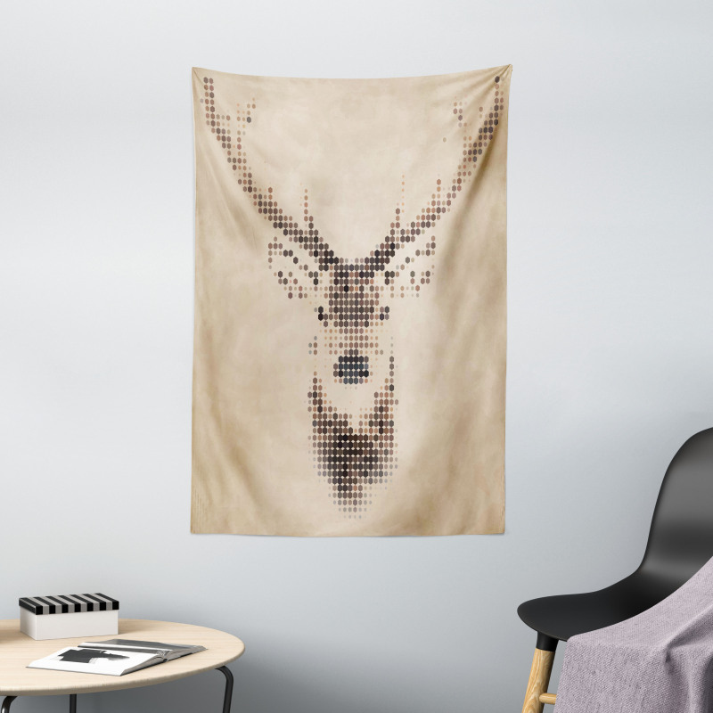 Deer Portrait with Dots Tapestry