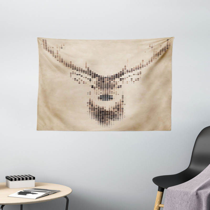 Deer Portrait with Dots Wide Tapestry