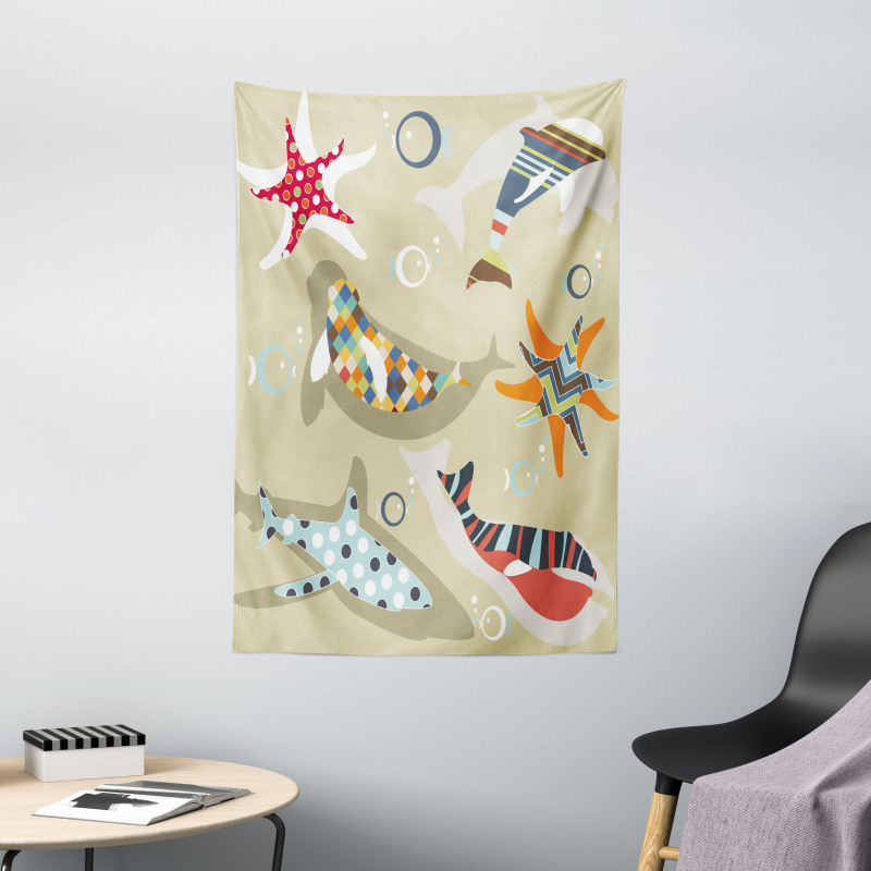 Starfish Dolphin Seal Bubble Tapestry