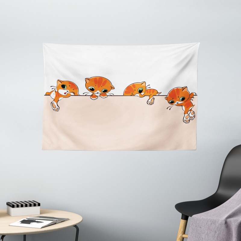 Banner with Little Kitties Wide Tapestry