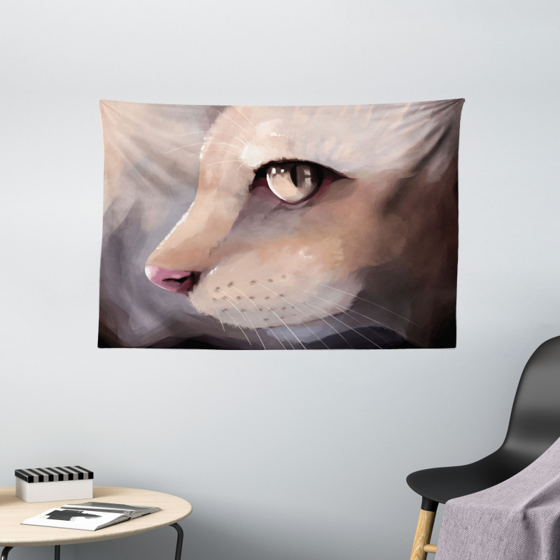 Portrait Kitty Cat Meow Wide Tapestry