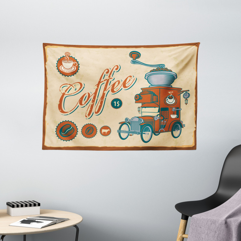 Truck Coffee Grinder Wide Tapestry