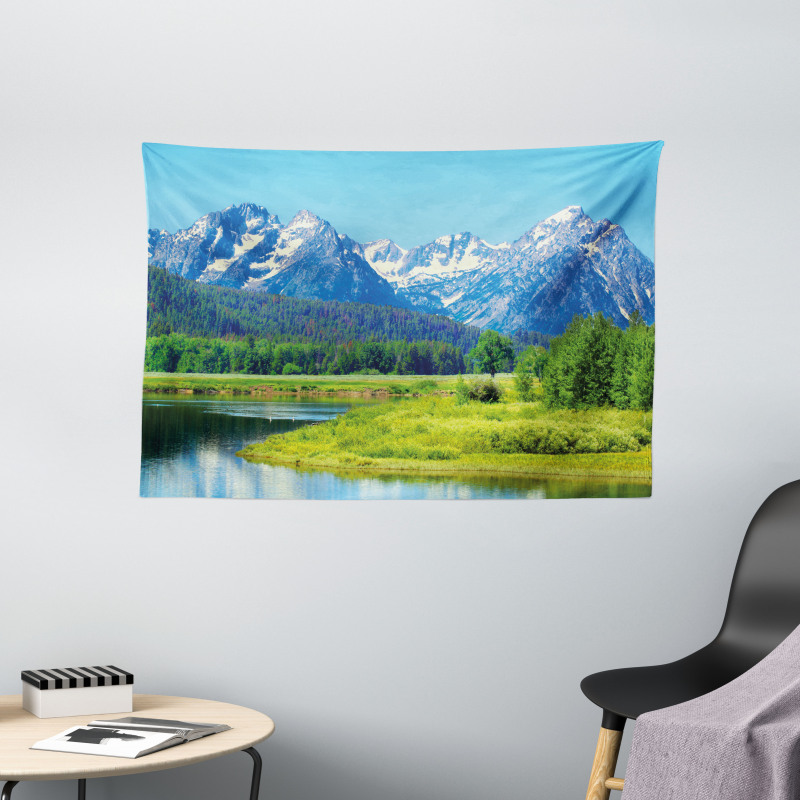 Grand Teton Mountains Wide Tapestry