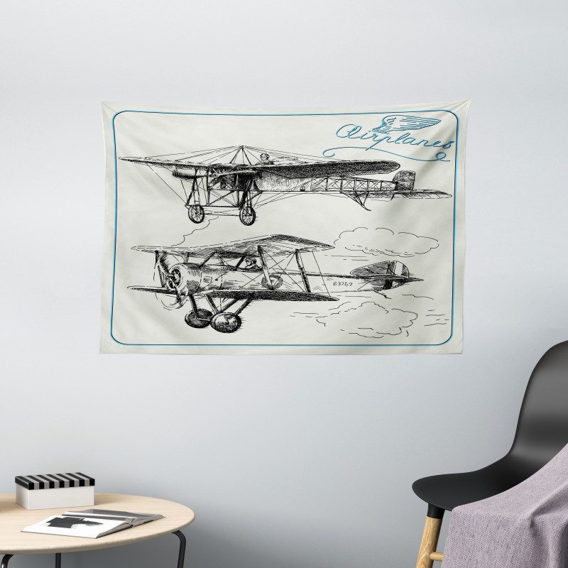 Aircraft Jets in Sky Wide Tapestry