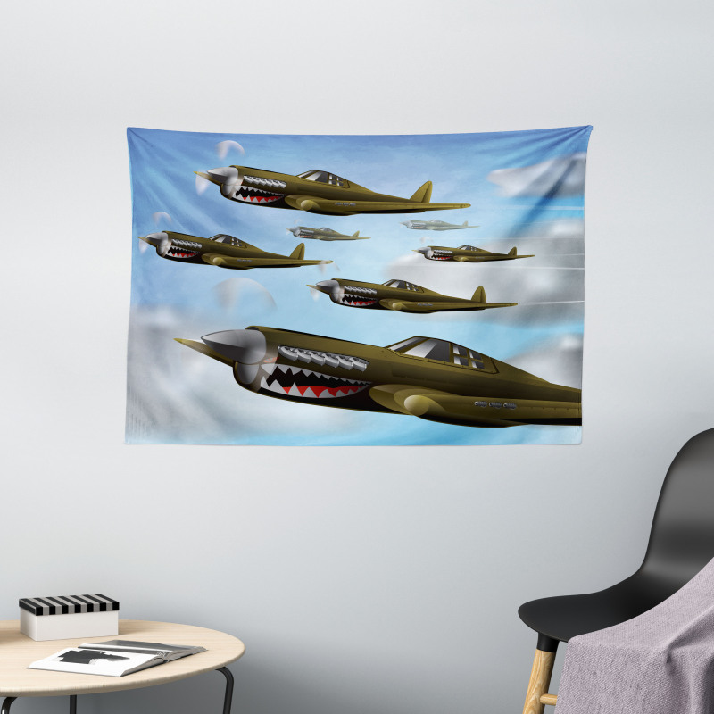 Aircrafts up in Air Wide Tapestry
