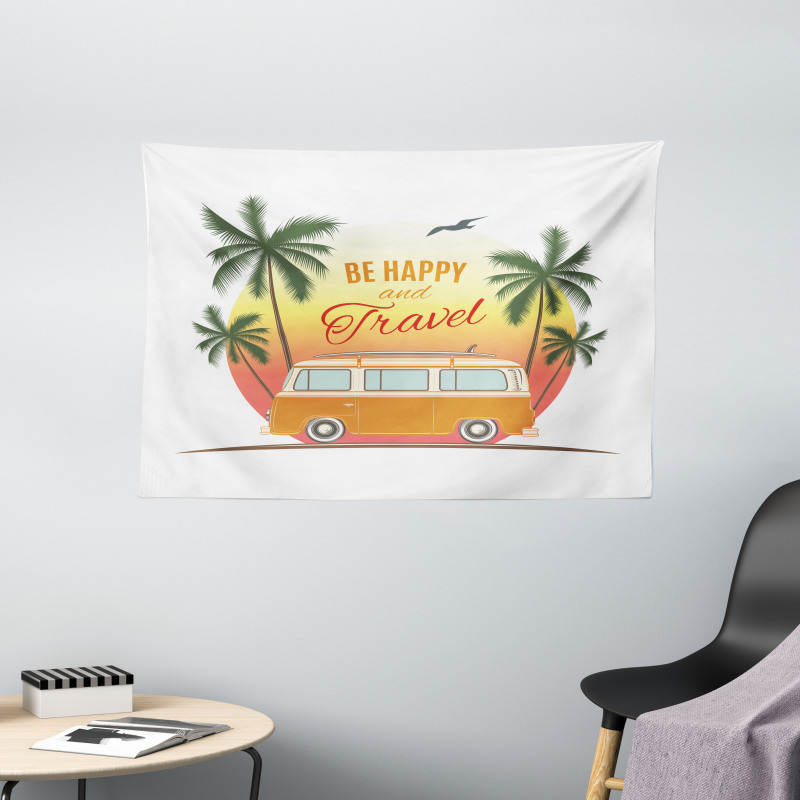 Retro Palms Free 60s Wide Tapestry