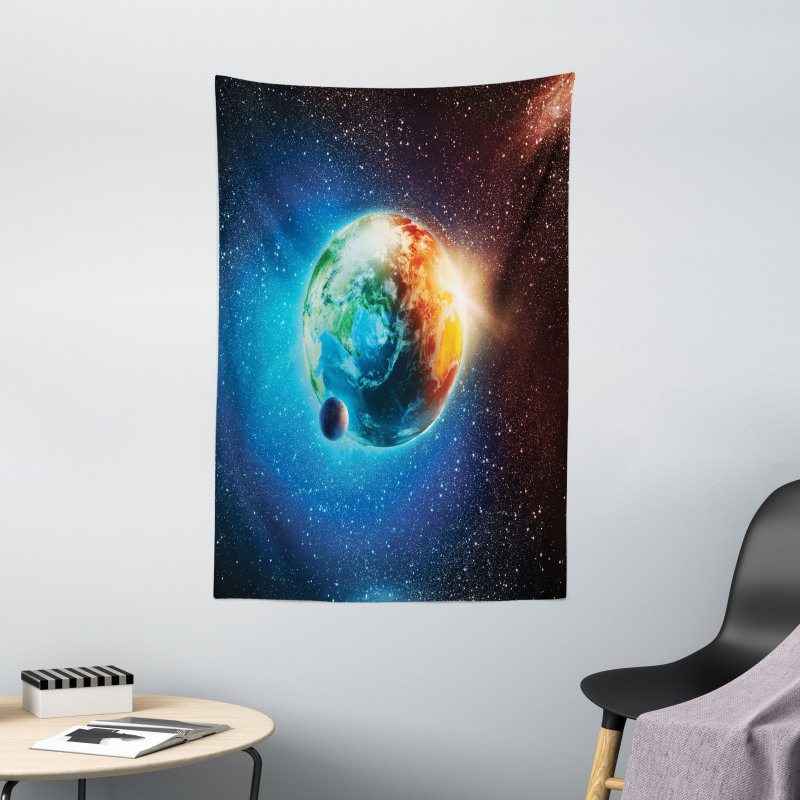 Planet Earth Sun Rays Tapestry