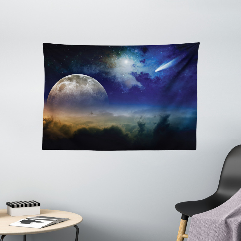 Clouds Full Moon Wide Tapestry