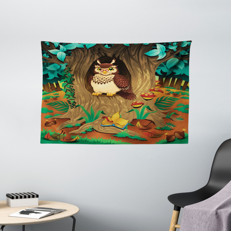 Nanny Grandma Sage Owl Wide Tapestry