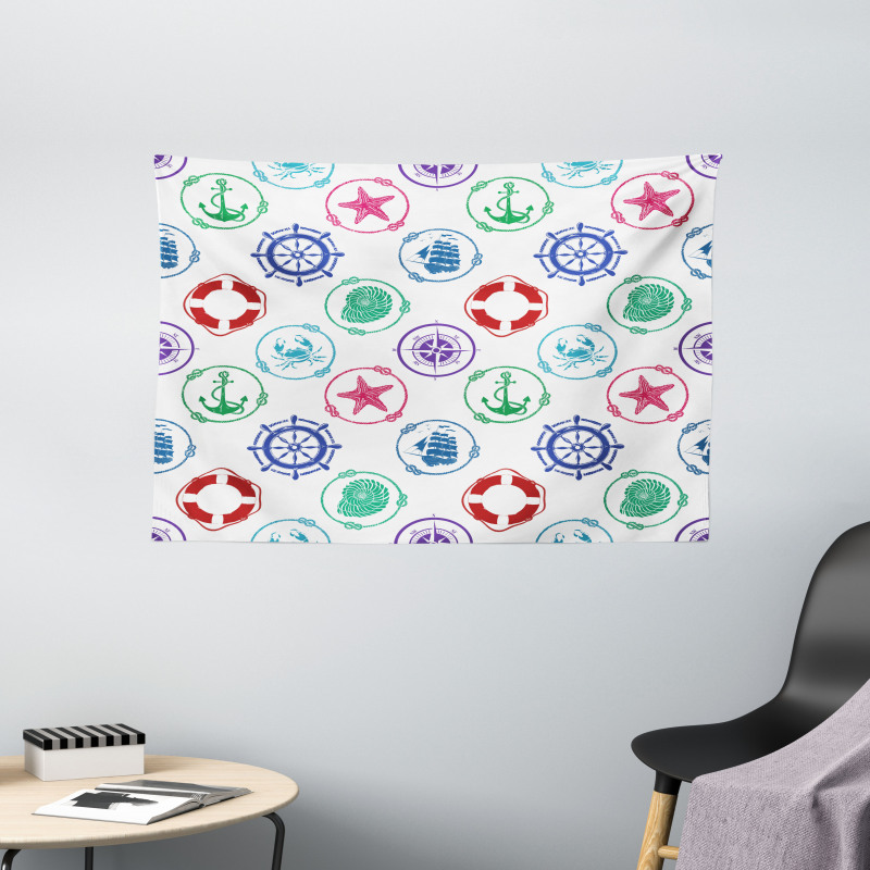 Wheel Compass Anchor Wide Tapestry