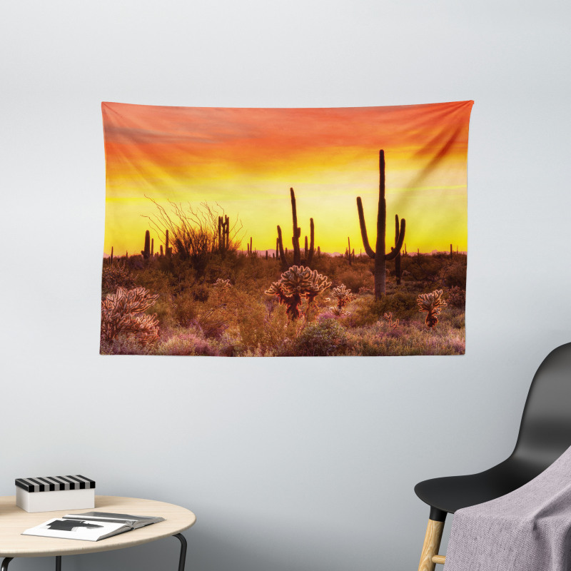 Cactus and Weeds Land Wide Tapestry