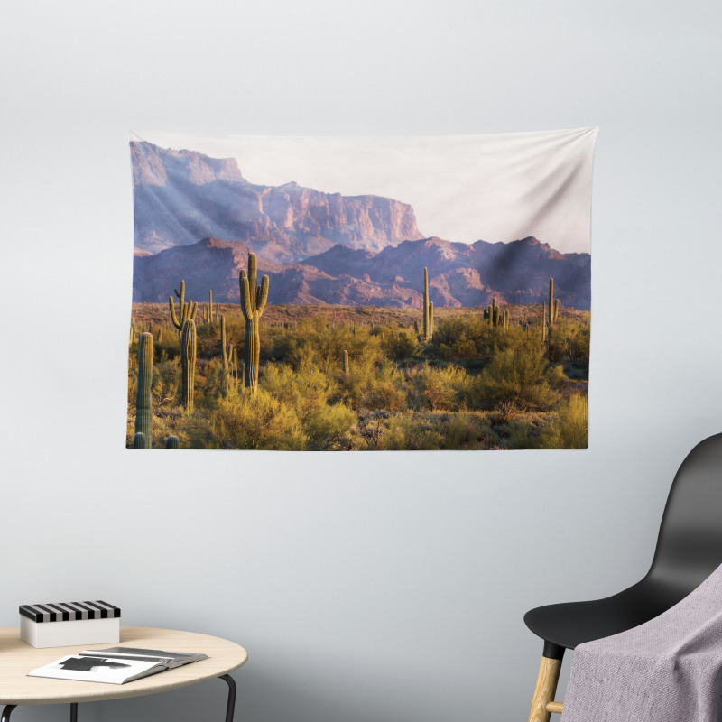 Cactus Mountain in Spring Wide Tapestry