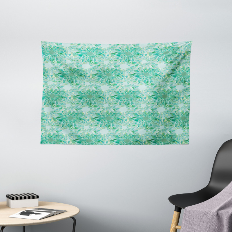 Floral Pattern with Beryl Wide Tapestry