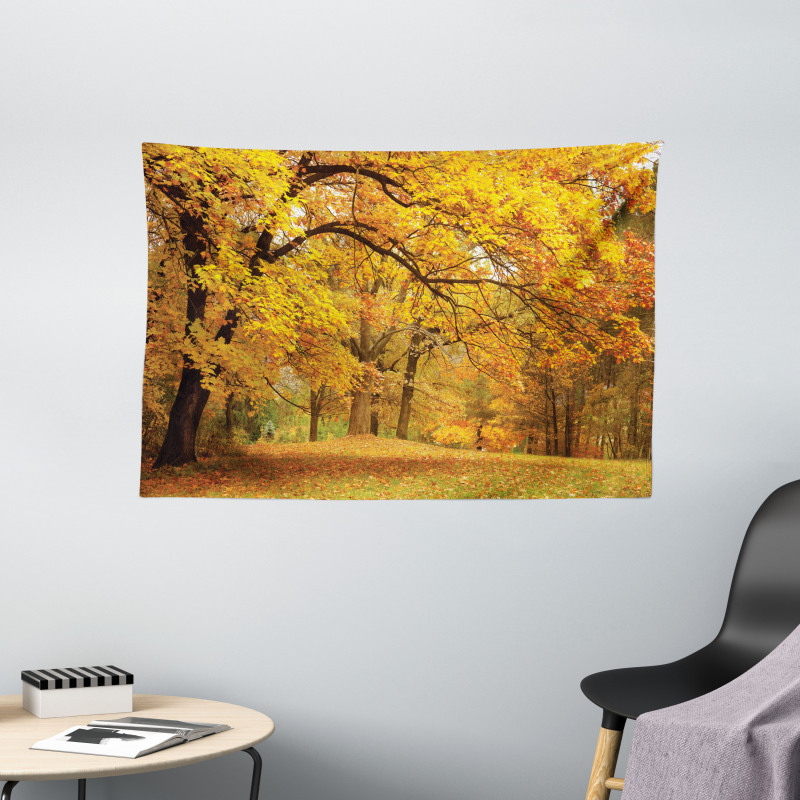 Fall Pale Maple Trees Wide Tapestry