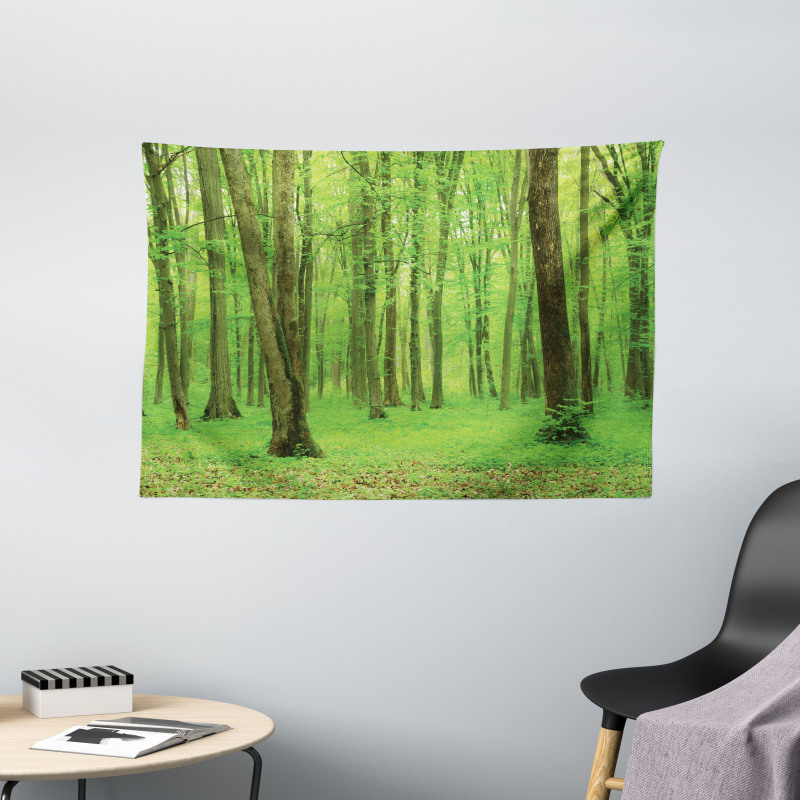 Forest in a Sunny Day Wide Tapestry