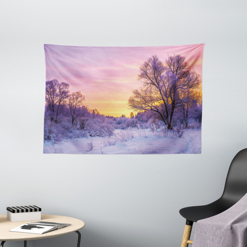 Landscape with Sunset Wide Tapestry