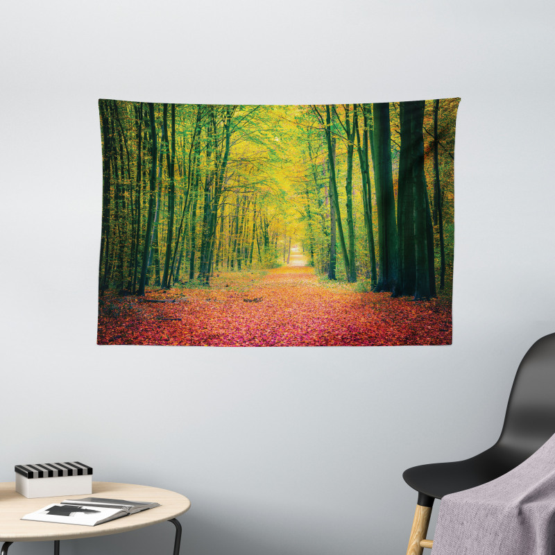 Warm Autumn Dramatic Road Wide Tapestry
