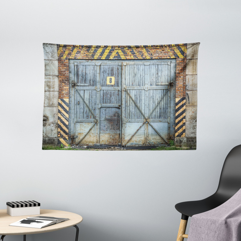 Aged Wooden Factory Wide Tapestry