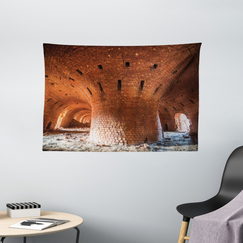 Old Brick Factory Wall Wide Tapestry