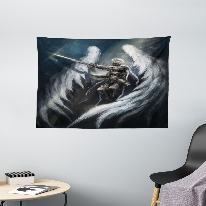 Angel Knight White Wing Wide Tapestry