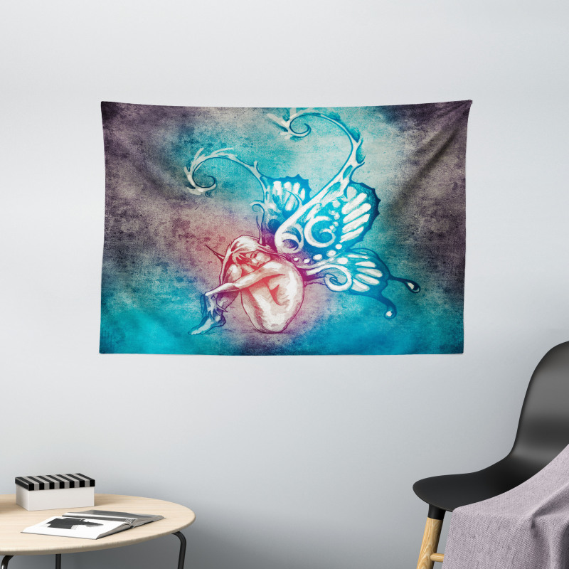 Butterfly Winged Fairy Wide Tapestry