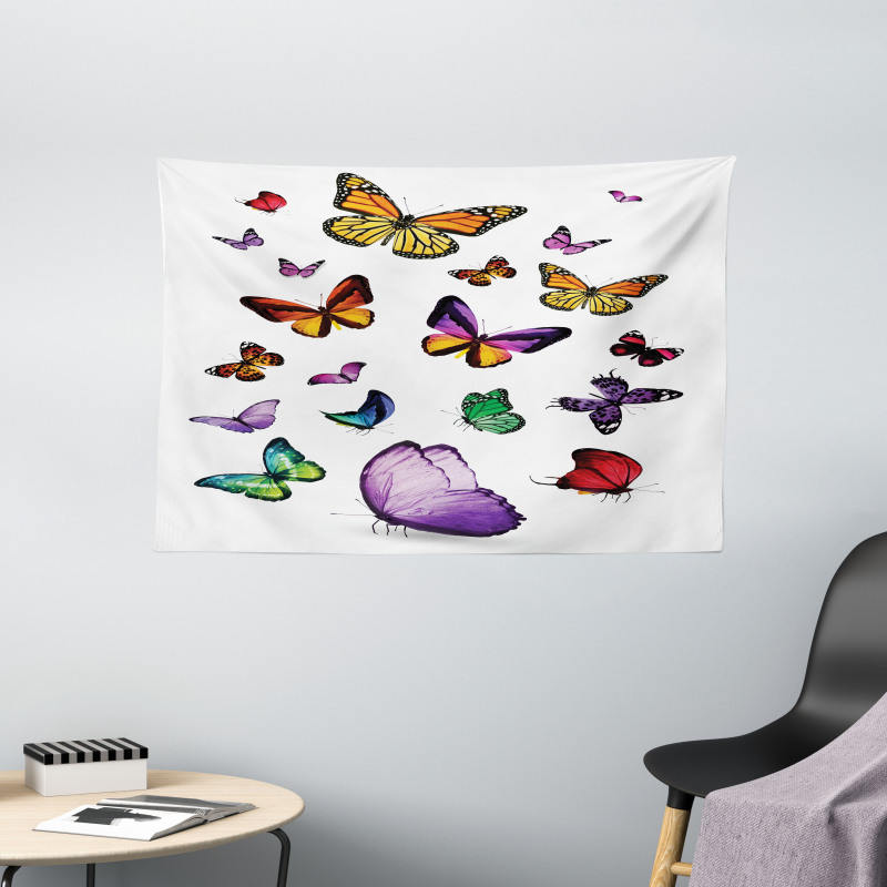 Flying Butterflies Wide Tapestry