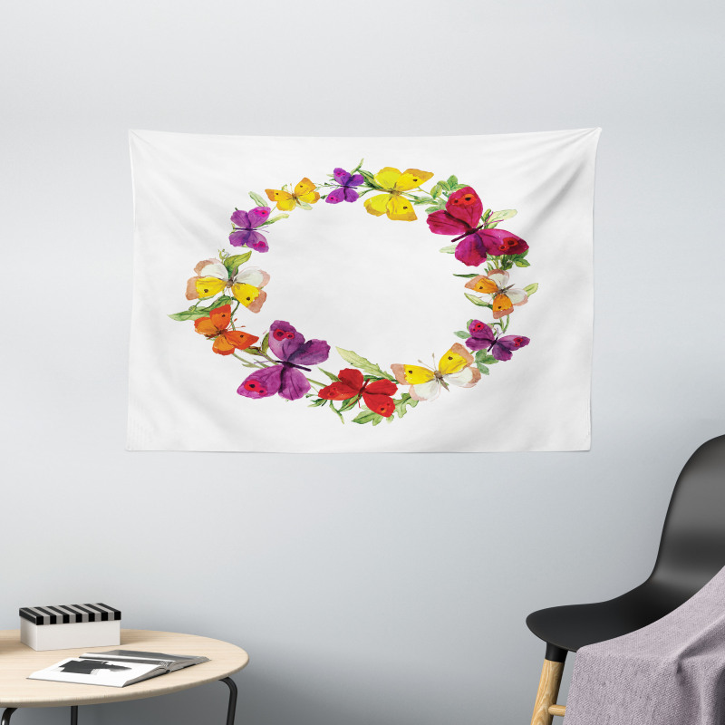 Butterfly with Herbs Wide Tapestry