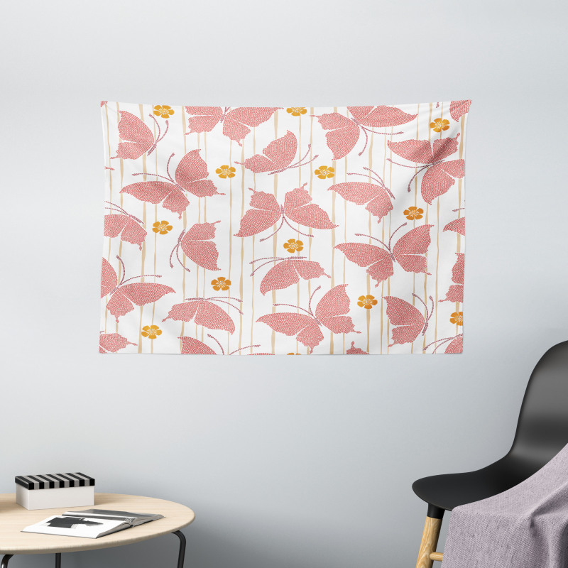 Flower Dots Wide Tapestry