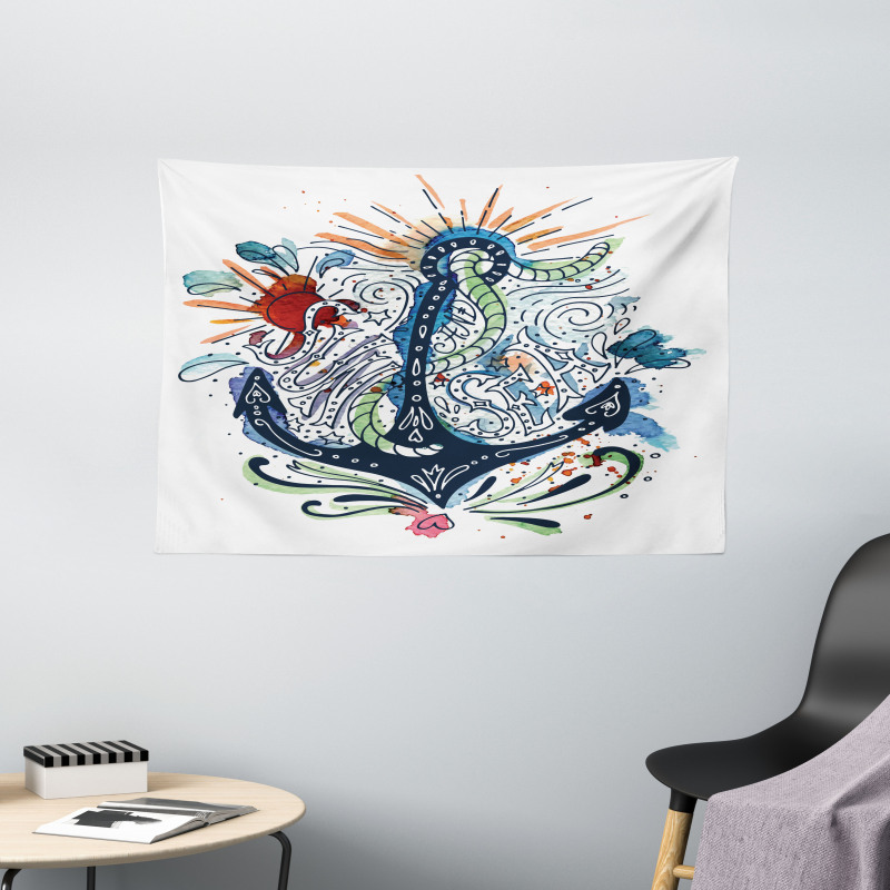 Ship Anchor with Sun Wide Tapestry