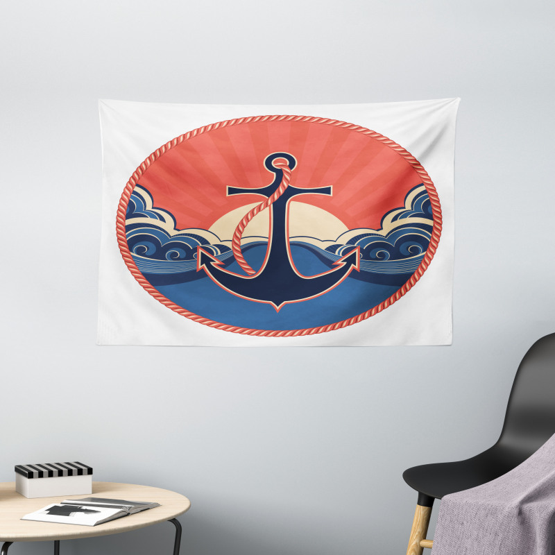 Sea Waves at Sunset Wide Tapestry