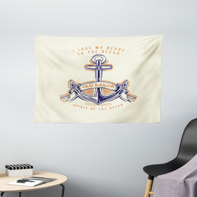 Vintage Style Anchor Sign Wide Tapestry