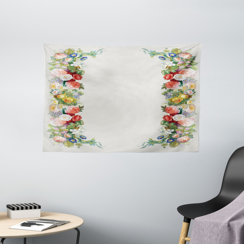 Rose Garland Pastel Wide Tapestry