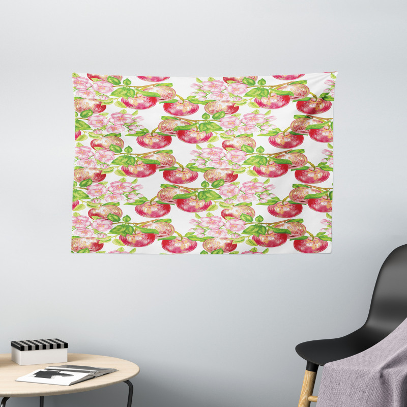 Nature Apple Tree Flower Wide Tapestry