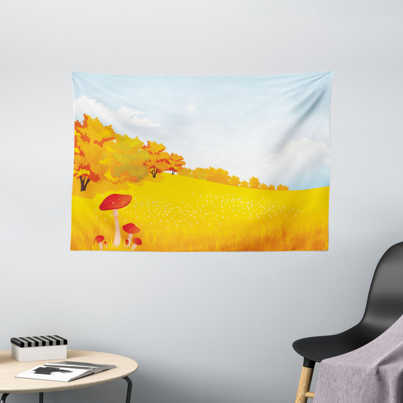 Fall Landscape Meadow Wide Tapestry