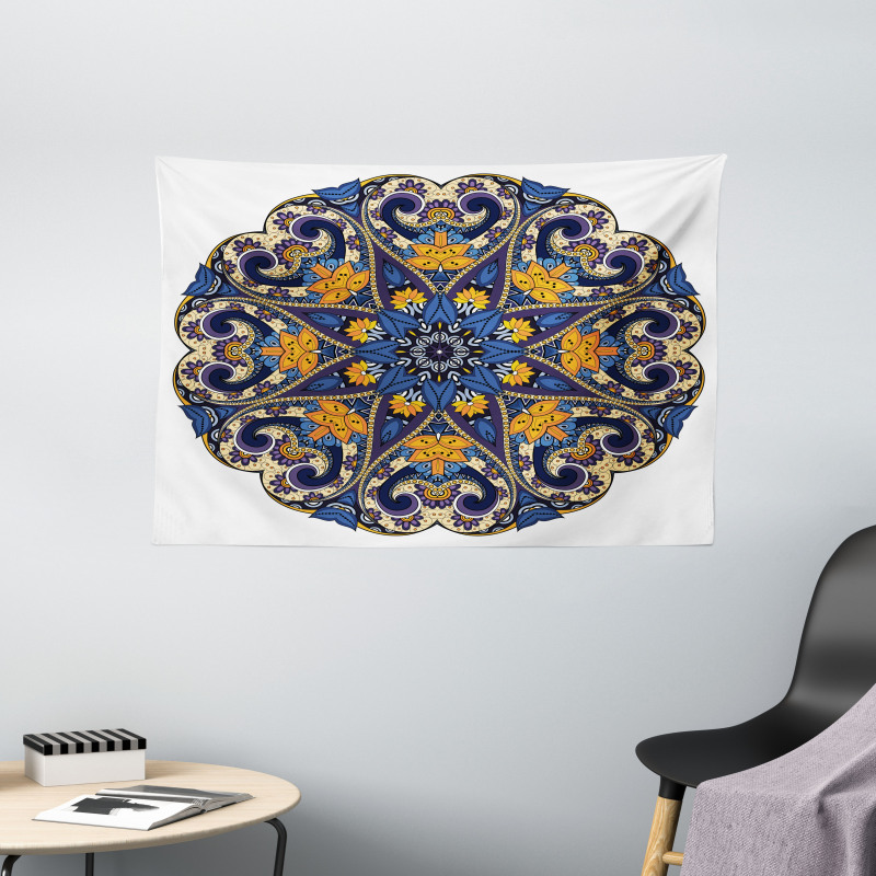 Floral Mandala Motif Wide Tapestry