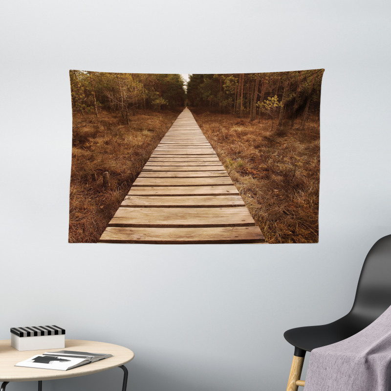Wooden Path Adventure Wide Tapestry