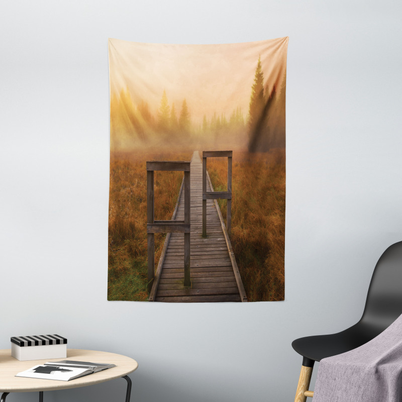 Foggy Day Fall Forest Tapestry