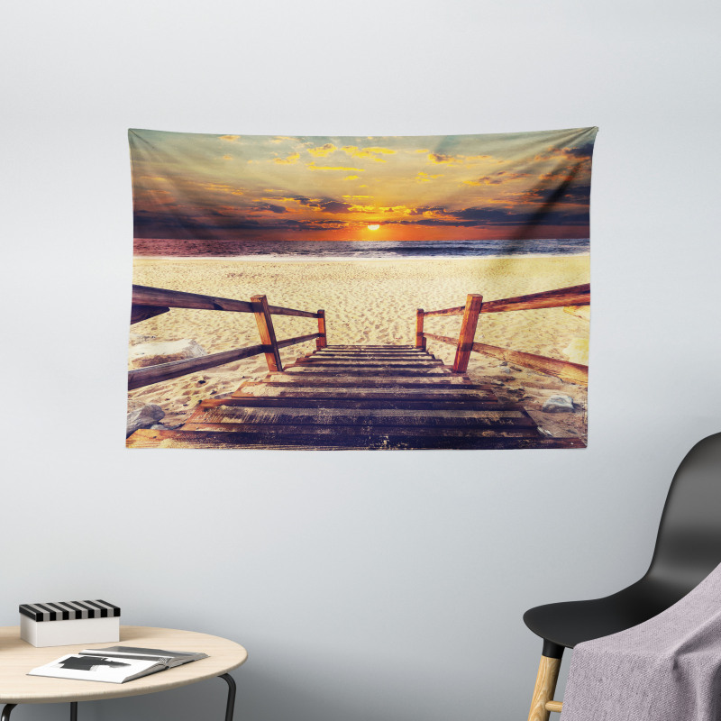 Romantic Sunset Skyline Wide Tapestry