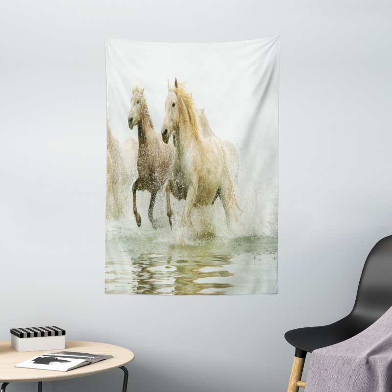 Camargue Horses in Water Tapestry