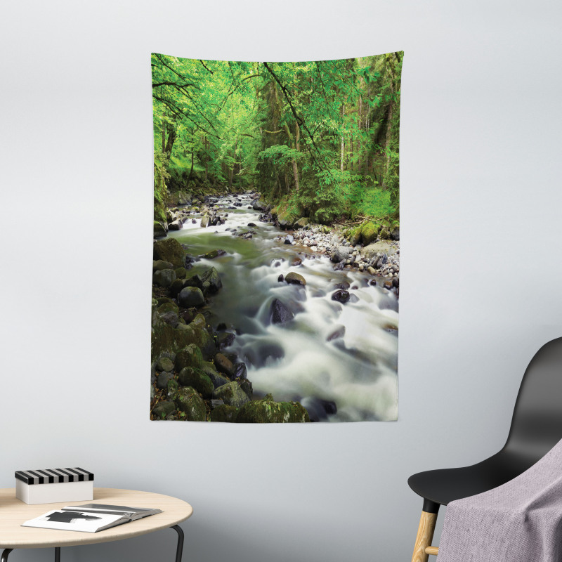 Riverbed Rocks Trees Tapestry